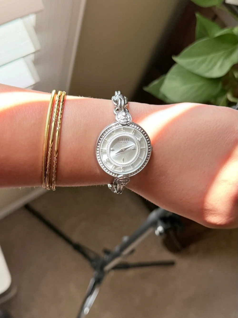 Versus Versace Silver-Tone Medallion Bracelet Watch 36mm